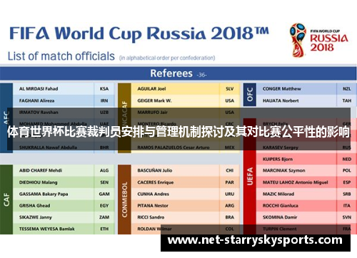 体育世界杯比赛裁判员安排与管理机制探讨及其对比赛公平性的影响