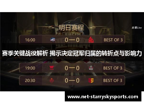 赛季关键战役解析 揭示决定冠军归属的转折点与影响力 赛季关键战役解析 揭示决定冠军归属的转折点与影响力